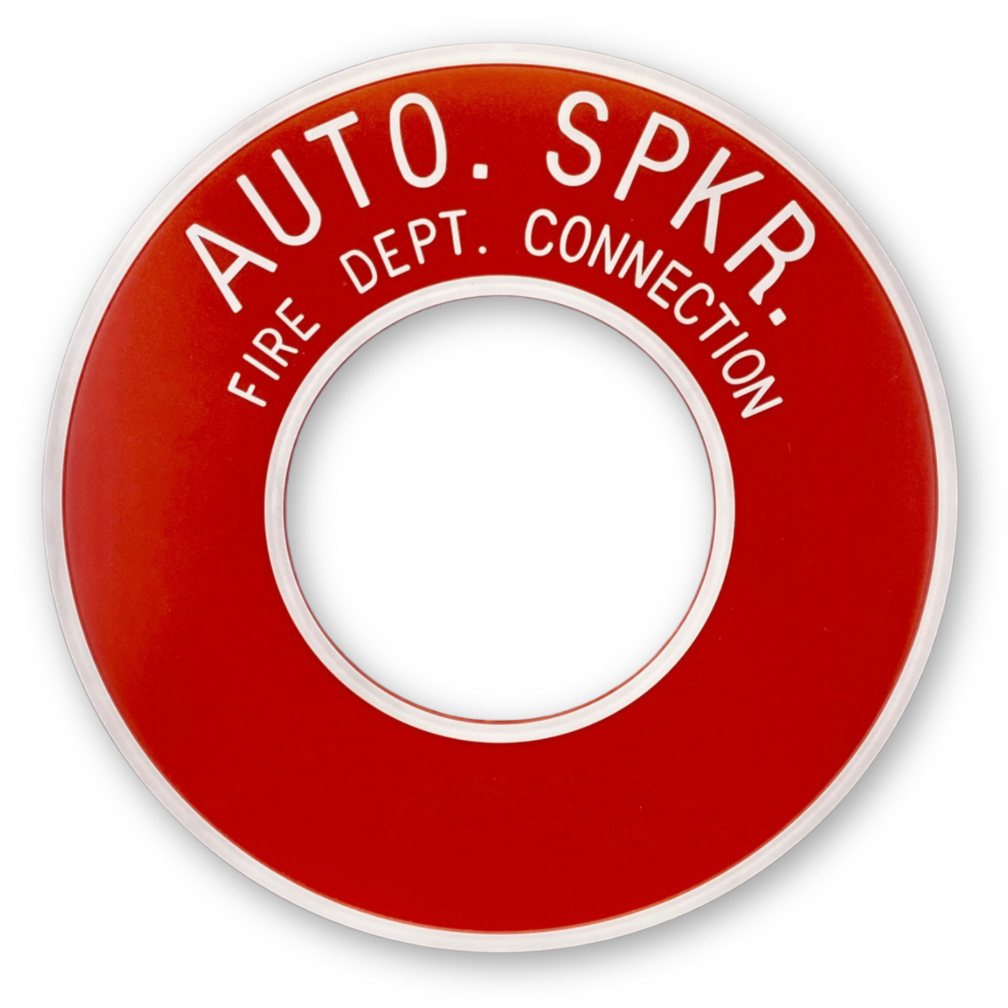 Auto Spkr FDC Sign Outdoor - Round ID Plate 4in Pipe Exposed Automatic Sprinkler System Fire Department Connections - Helps Easily Identify Fire Sprinkler Connections - 12 PK