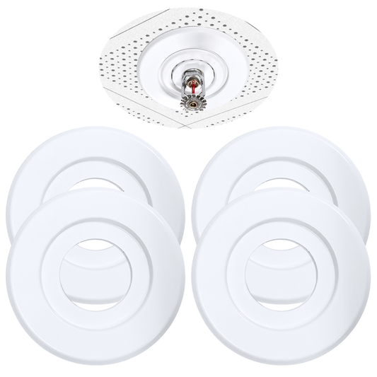 Retrofit Fire Sprinkler Escutcheon Cover Plate 1/2" IPS - Flat 2 Piece Stainless Round Split Flange for Easily Covering Gaps Between Fire Sprinkler Pipe and Ceiling or Wall - 4 PK