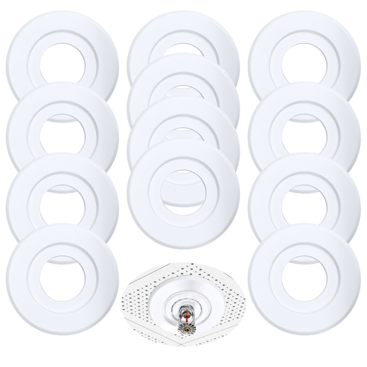 Retrofit Fire Sprinkler Escutcheon Cover Plate 1/2" IPS - Flat 2 Piece Stainless Round Split Flange for Easily Covering Gaps Between Fire Sprinkler Pipe and Ceiling or Wall - 12 PK