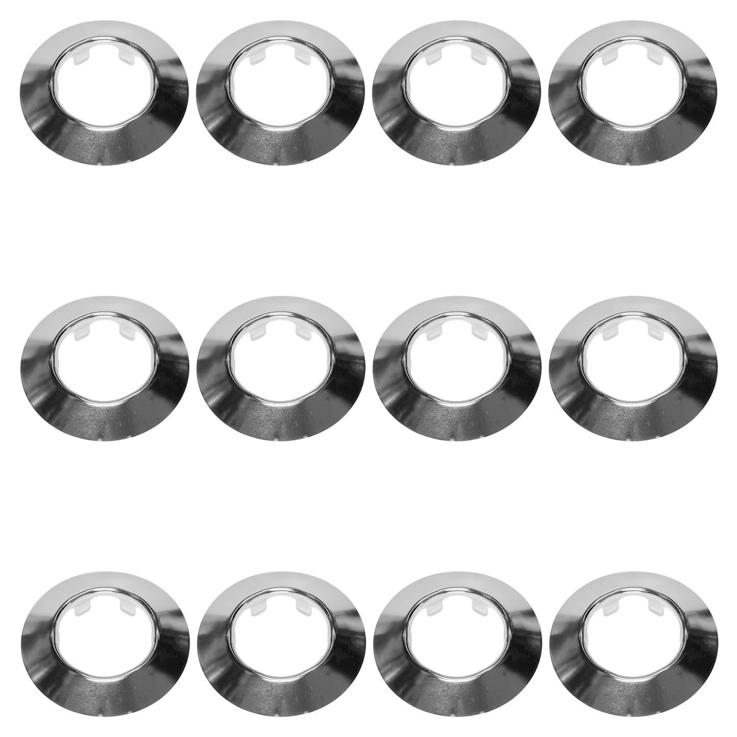 Adjustable Fire Sprinkler Escutcheon Skirt, SHORT TAPER Escutcheon Pendant Skirt Chrome Plated, Works with Standard 401 Style Cup, Short Cup, and Retrofit 2 Piece Cup, Fire Sprinkler Skirt - 12 PK